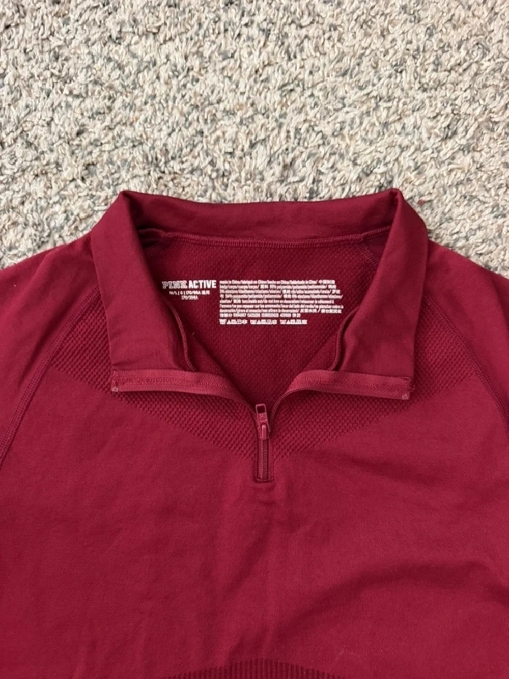 Women's Half-Zip Long Sleeve Top - Burgundy - Picture 2 of 2